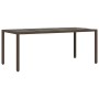Mesa de jardín superficie de vidrio ratán PE marrón 190x90x75cm