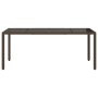 Mesa de jardín superficie de vidrio ratán PE marrón 190x90x75cm