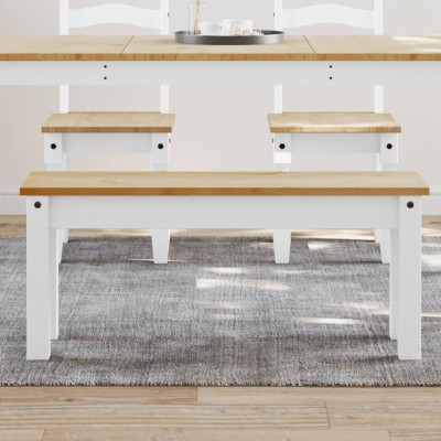 Banco de comedor Panama madera maciza pino blanco 105x30x45 cm