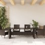 Mesa de jardín superficie de vidrio ratán PE marrón 240x90x75cm