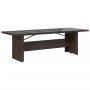 Mesa de jardín superficie de vidrio ratán PE marrón 240x90x75cm