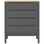 Cómoda cajonera FLORO madera maciza de pino gris