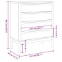 Cómoda cajonera FLORO madera maciza de pino gris