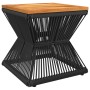 Mesa de centro base de alambre madera acacia negro 38x38x38 cm