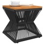 Mesa de centro base de alambre madera acacia negro 38x38x38 cm