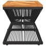 Mesa de centro base de alambre madera acacia negro 38x38x38 cm