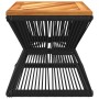 Mesa de centro base de alambre madera acacia negro 38x38x38 cm