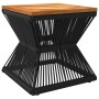 Mesa de centro base de alambre madera acacia negro 38x38x38 cm