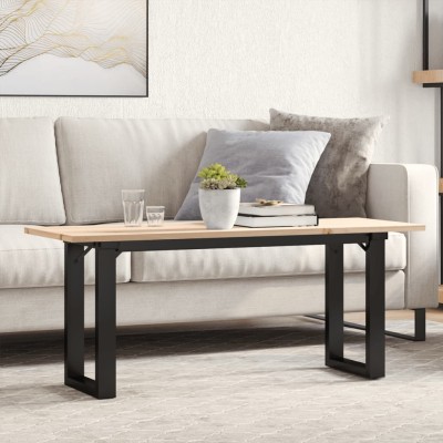 Mesa de centro marco O madera maciza pino y hierro 110x40x45 cm