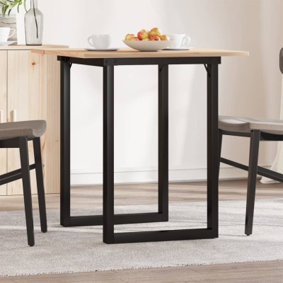 Mesa de comedor marco O madera maciza pino y hierro 70x70x75 cm