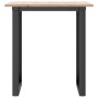 Mesa de comedor marco O madera maciza pino y hierro 70x70x75 cm