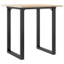 Mesa de comedor marco O madera maciza pino y hierro 70x70x75 cm