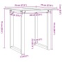 Mesa de comedor marco O madera maciza pino y hierro 70x70x75 cm