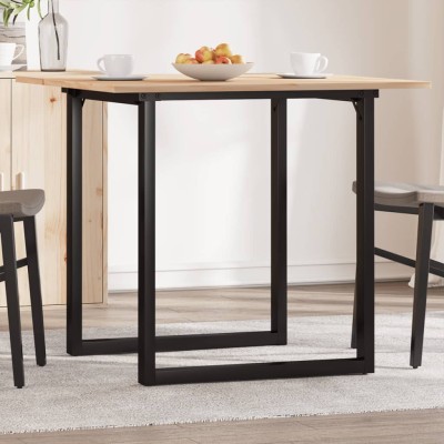 Mesa de comedor marco O madera maciza pino y hierro 80x80x75 cm