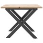 Mesa de centro marco X madera maciza pino y hierro 80x50x40 cm