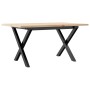 Mesa de centro marco X madera maciza pino y hierro 80x50x40 cm