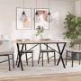 Mesa de comedor marco X madera maciza pino y hierro 160x80x75cm