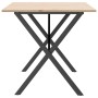 Mesa de comedor marco X madera maciza pino y hierro 160x80x75cm