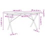 Mesa de comedor marco X madera maciza pino y hierro 160x80x75cm