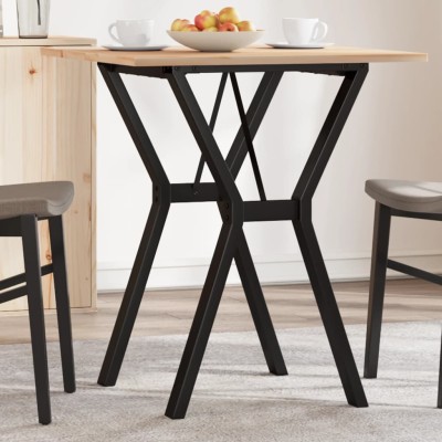 Mesa de comedor marco Y madera maciza pino y hierro 70x70x75 cm