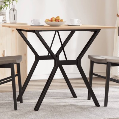Mesa de comedor marco Y madera maciza pino y hierro 80x80x75 cm