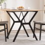 Mesa de comedor marco Y madera maciza pino y hierro 80x80x75 cm