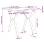 Mesa de comedor marco Y madera maciza pino y hierro 80x80x75 cm