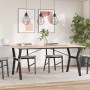 Mesa de comedor marco Y madera maciza pino y hierro 180x90x75cm