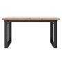 Mesa de centro marco O madera maciza pino y hierro 80x80x45,5cm