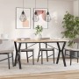 Mesa de comedor marco Y madera maciza pino y hierro 140x80x75cm