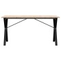 Mesa de comedor marco Y madera maciza pino y hierro 140x80x75cm