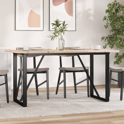 Mesa comedor marco O madera maciza pino y hierro 160x80x75,5 cm