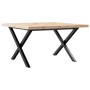 Mesa de centro marco X madera maciza pino y hierro 60x60x40,5cm