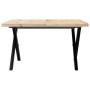 Mesa de centro marco X madera maciza pino y hierro 60x60x40,5cm