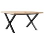 Mesa de centro marco X madera maciza pino y hierro 60x60x40,5cm