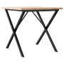 Mesa comedor marco X madera maciza pino y hierro 90x90x75,5 cm