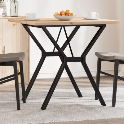 Mesa comedor marco Y madera maciza pino y hierro 80x80x75,5 cm