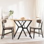 Mesa comedor marco Y madera maciza pino y hierro 80x80x75,5 cm