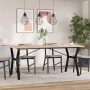 Mesa comedor marco Y madera maciza pino y hierro 180x90x75,5 cm