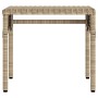Tumbonas con capota y mesa 2 uds ratán sintético beige