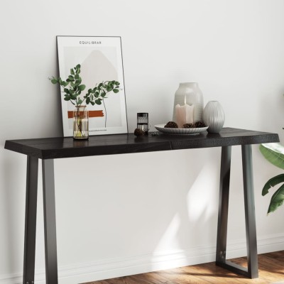Tablero mesa madera tratada borde vivo marrón 140x50x(2-6) cm