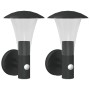 Apliques de exterior con sensor 2 uds acero inoxidable negro