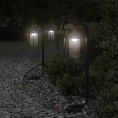 Lámparas de suelo de exterior 3 uds acero inoxidable negro 60cm