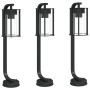 Lámparas de suelo de exterior 3 uds acero inoxidable negro 60cm