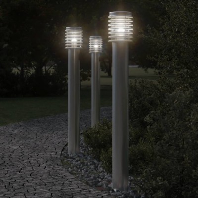 Lámpara de suelo de exterior acero inoxidable plateado 110 cm