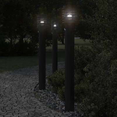 Lámpara de suelo de exterior con sensor acero negro 110 cm