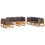 Set de sofás de jardín con cojines 9 pzas madera maciza acacia
