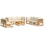 Set de sofás de jardín con cojines 9 pzas madera maciza acacia