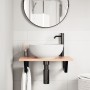 Estante de lavabo de pared de acero y madera maciza de roble