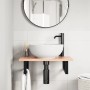 Estante de lavabo de pared de acero y madera maciza de roble